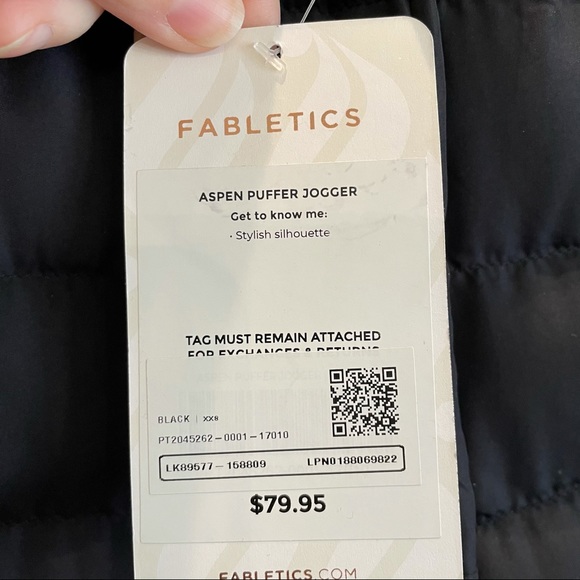 NWT Fabletics Pants Aspen Puffer Joggers Size XXS with Pockets - Picture 4 of 6